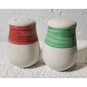 Ceramic Salt and Pepper Shakers Set Green and Red Kitchen Decor